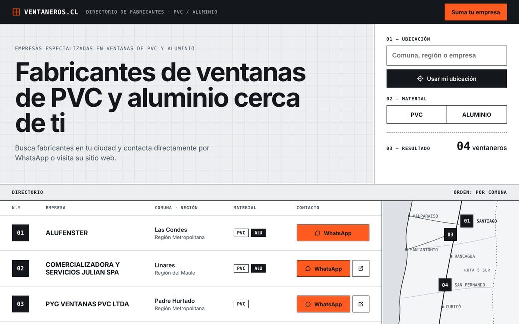 Vista de la propuesta Ficha técnica: directorio en tabla numerada con estética de plano